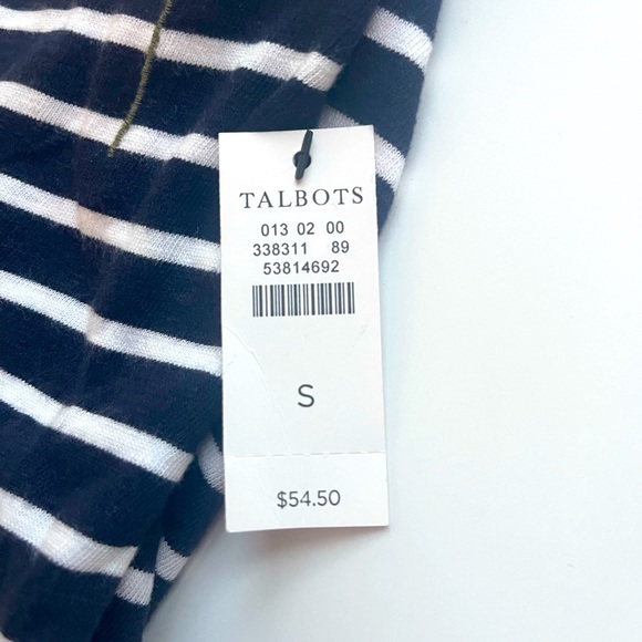 NWT Talbots Small 3 Quarter Sleeve striped blouse with floral embroidery - Picture 8 of 11